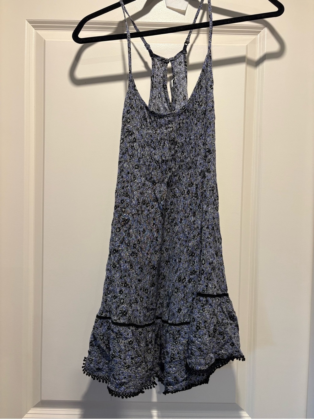 American Eagle Outfitters Blue and Black Floral Tank Dress